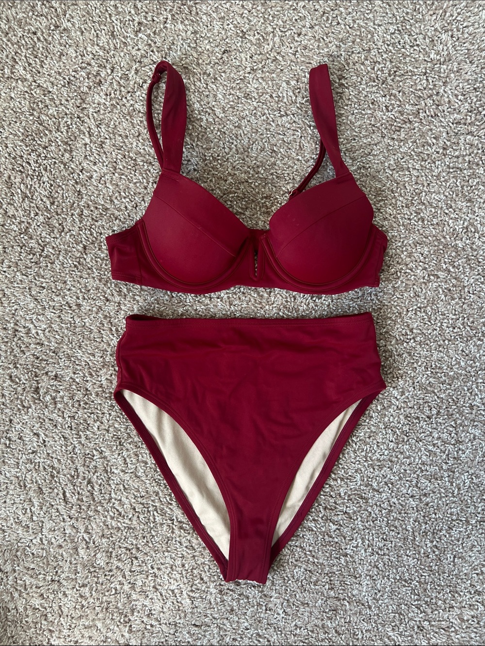 High-Waist Maroon Women's Bikini Set - Shade & Shore